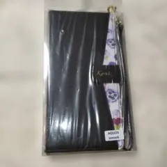 AQUOS sense6 手帳型ケース 黒 花柄ストラップ付き