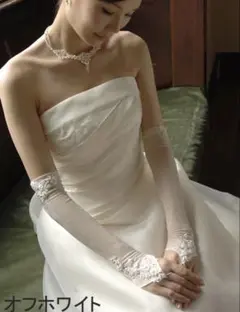 フィンガーレスグローブ ロング 40cm オーガンジー オフホワイト