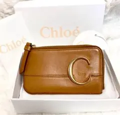 Chloe フラグメントケース　Cロゴ　L字ファスナー 刻印　ブラウン