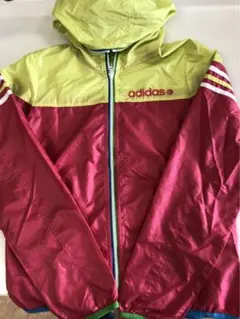 美品　adidas フード付きジャケット ピンク/イエロー　サイズM