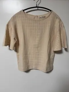 アーバンリサーチ　ベージュ チェック柄 フレア袖 トップス