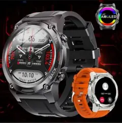 スマートウォッチ 軍用規格 2025最新 丸型 通話機能付き