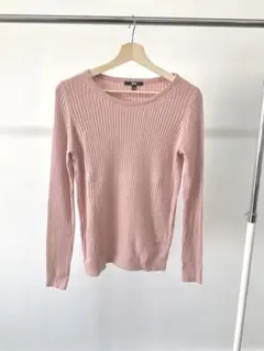UNIQLO リブ編み長袖セーター L ピンク