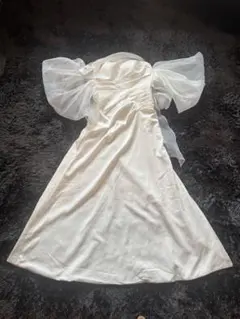 【美品・楽天】ウェディングドレスホワイト フロントオープンロングドレス　mサイズ