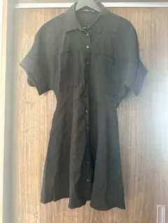 ZARA 黒 半袖ワンピース Mサイズ