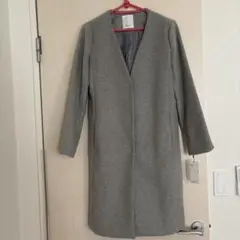 グレー ノーカラー ロングコートのサムネイル
