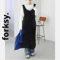 【forksy.】ラメニットシャギーワンピース ブラックのサムネイル