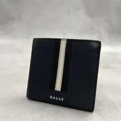 BALLY ストライプ ネイビー メンズ 折り財布 9601