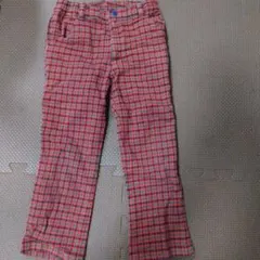 ファミリア　赤と緑のチェック柄パンツ