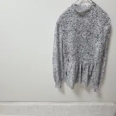 美品✨ドット柄【フリー】　フリルハイネック　長袖シャツ　シンプル　春服　秋服