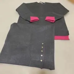 Te chichi グレー/ピンク スカートセットアップ