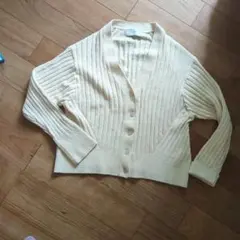 SLOBE IENA クリーム色リブ編みカーディガン