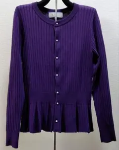 ROPE PICNIC紫色リブ編みカーディガン 38表記