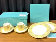 4点セットで　ティファニー　ピンクチューリップ　プレート　カップ　ソーサー