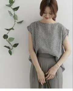 極美品⭐️アーバンリサーチドアーズ リネン ギンガムチェック プル 