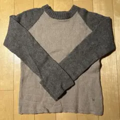 CHEVIGNON girl バタフライ刺繍 ウールニット ベージュ×グレー