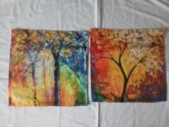 秋の風景アート クッションカバー 2枚セット