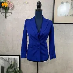 【美品古着】テーラードジャケット ベスト セット S　日本製 ブルー 無地 長袖