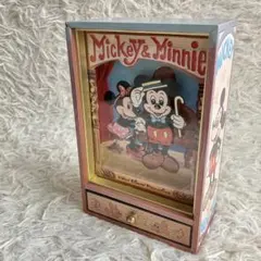 激レア 当時物 ディズニー ミッキー＆ミニー 木製 オルゴール 昭和