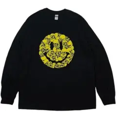 M新品黒スカルスマイルロンT長袖ドクロスケルトンプリントTシャツギルダン骸骨