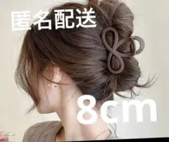 ブラウン リボン型ヘアクリップ 8cm