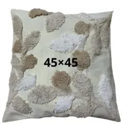 葉の刺繍クッションカバー