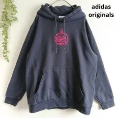 アディダスオリジナルス オーバーサイズ パーカー 2XL ロゴ プリント 刺繍