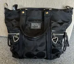 COACH 黒 ナイロン トートバッグ