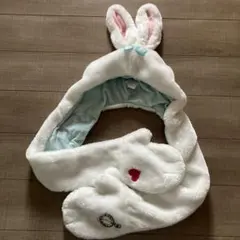 ディズニー　シー　ランド　マフラー　ファンキャップ　不思議の国のアリス　白うさぎ