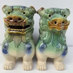 シーサー 玉乗り 青 陶器 沖縄 縁起物 - メルカリ