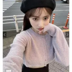 グレイル　ラメニットクロップド丈カーディガン[mh26]