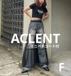 ​【未使用】ACLENT チュールティアードロングスカート ブラック