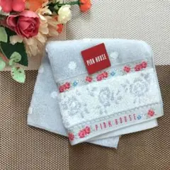 【タグ付き未使用】PINK HOUSE グレー ローズ柄ハンカチ