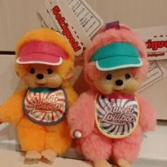 モンチッチスウィートロリポップ☆カラビナ キーチェーン（ピンク・オレンジ）セット