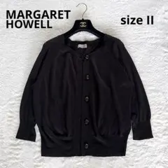 美品✨【マーガレットハウエル】リネンコットン クルーネックカーディガン 2 黒のサムネイル