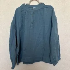 オーガニックコットン 長袖シャツ 青色120センチ