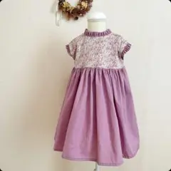 新品 リバティ ハンドメイド アシュテッド 肩フリルワンピース 100
