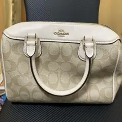COACH コーチ ミニボストン ショルダーバッグ シグネチャー 白