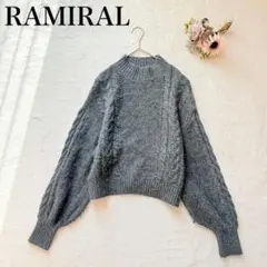 【拉米拉爾】ケーブル編み針織衫（M）圓領 蓬蓬袖 套頭衫