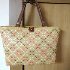 PPバンドで作ったカラフル編み込みかごバッグ