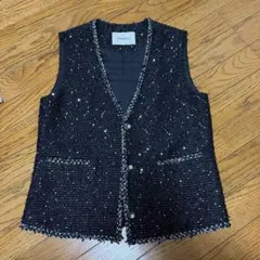 Blacknini ツイードベスト ブラック