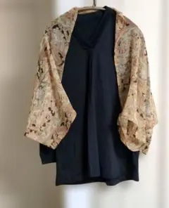 花柄オープンフロントカーディガン　ボレロ　ハンドメイド