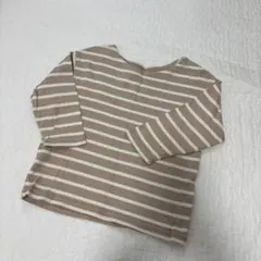 ベージュと白のストライプ長袖Tシャツ