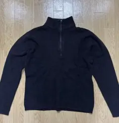 Calvin Klein ブラック ハイネック セーター ハーフジップ ニット