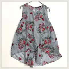 272 ノースリーブブラウス　チュニック　花柄　レーヨン　美白