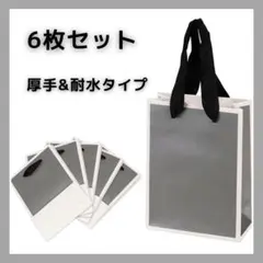 【6枚入り】紙袋 手提げ袋 ギフトバッグ シルバー 縦型 厚手&耐水 高級感