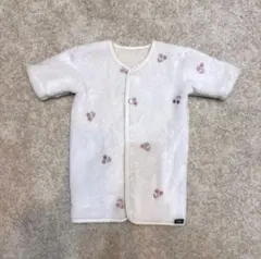 baby用スリーパー＊ホワイト×チェリー刺繍＊袖あり＊50-70cm