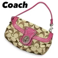 COACH コーチ シグネチャー アクセサリーポーチ ピンク キャンバス Y2K