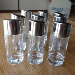 ステンレスとガラス製の爪楊枝入れと塩入れ9個セット　調味料入