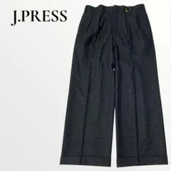 90SJプレス インプリーツウールチェックワイドパンツ ビンテージ 【M】